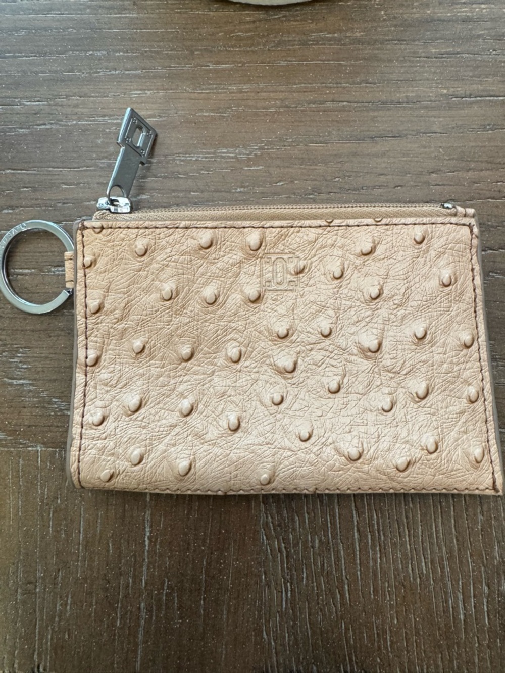 Oventure Beige Textured Zip Card Wallet with Keyring
